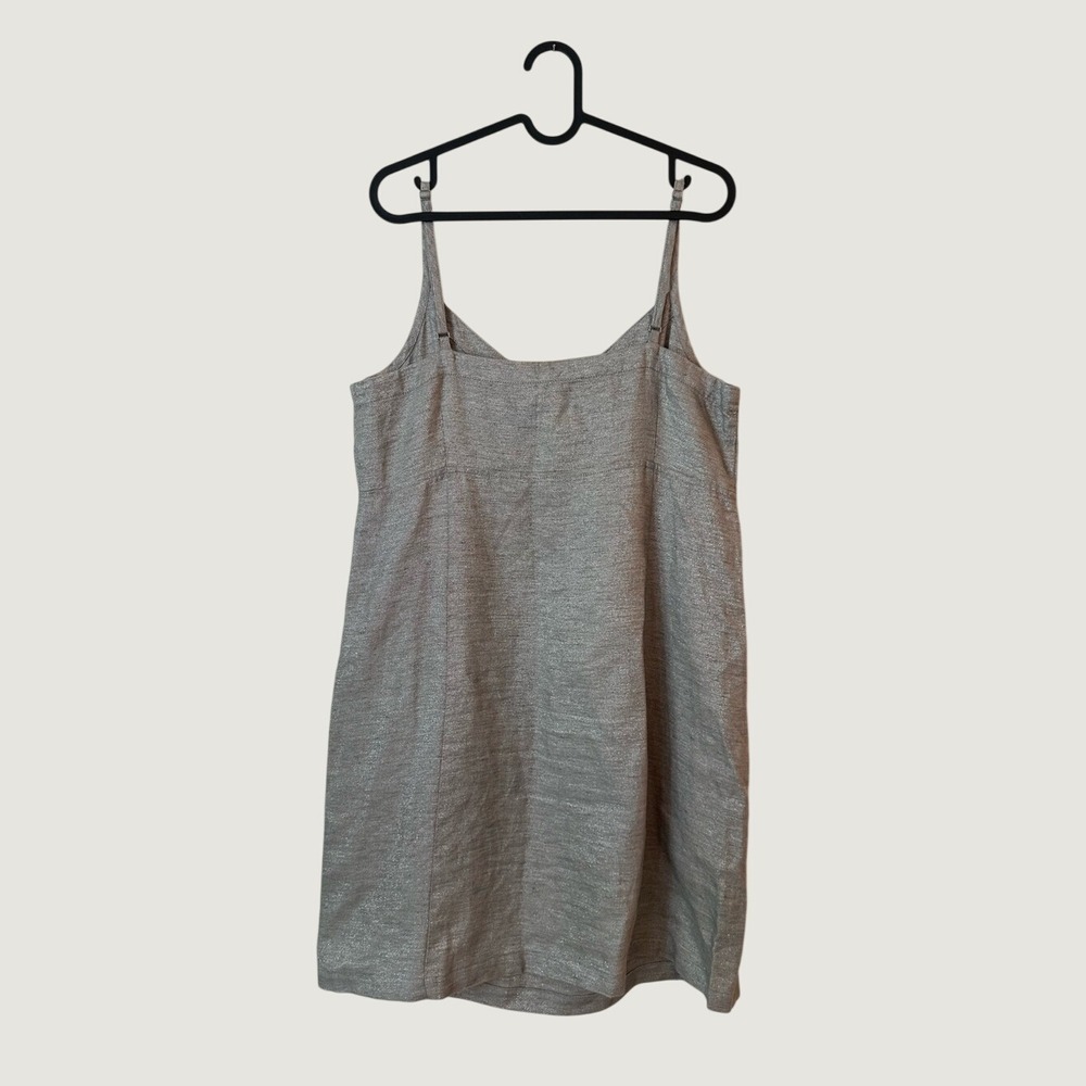 Eileen Fisher Linen Gray Sparkle Strappy Dress Petite Medium - Picture 2 of 5